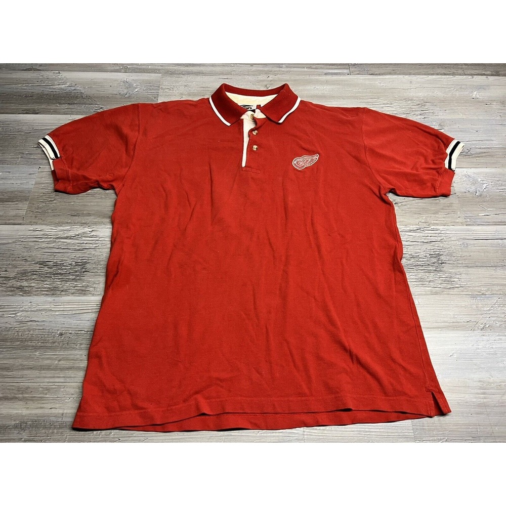 Vintage Detroit Red Wings Polo Shirt Size Large Red NHL‎ 1990s